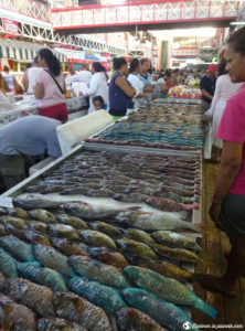 Au marché de Papeete en Polynésie française on trouve du poisson à petit prix.